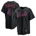 Friene NY.Mets #4 Francisco Alvarez Player Black Alternate Home Game Stitched Jerseys