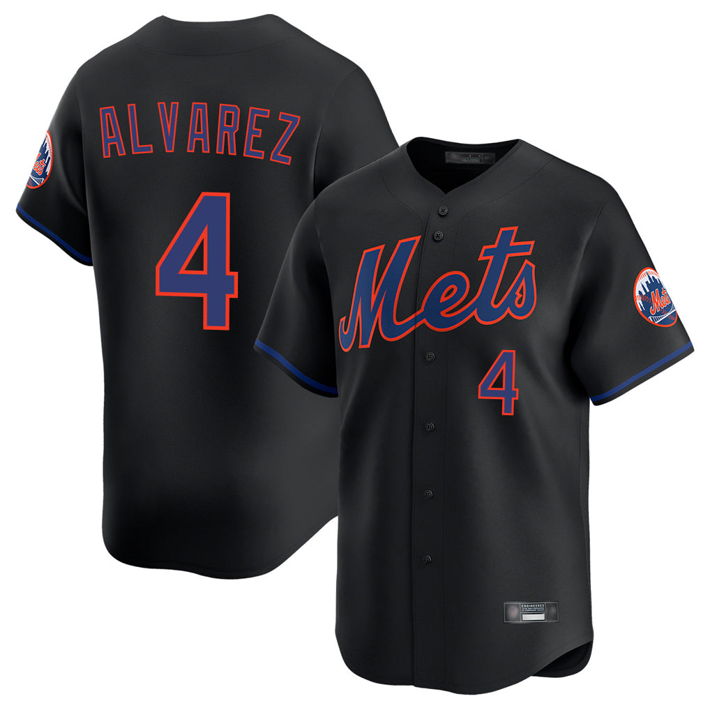 Friene NY.Mets #4 Francisco Alvarez Player Black Alternate Home Limited Stitched Jerseys