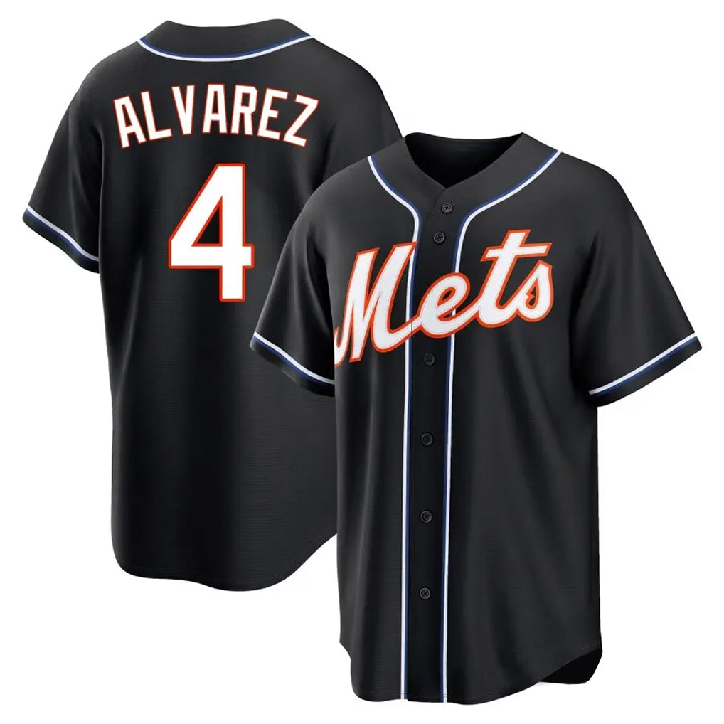 Friene NY.Mets #4 Francisco Alvarez Player Black Fashion Out Game Stitched Jerseys