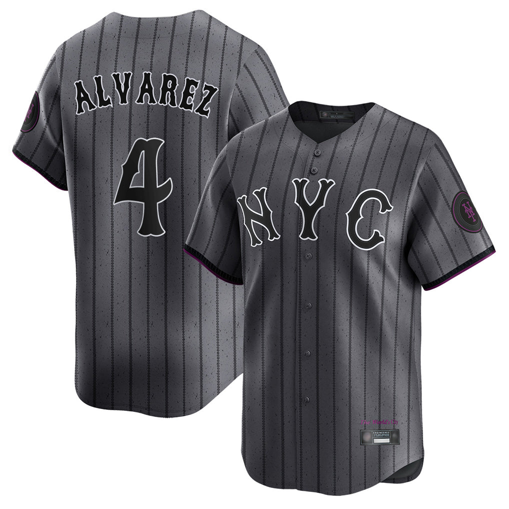 Friene NY.Mets #4 Francisco Alvarez Player Gray City Connect Limited Stitched Jerseys