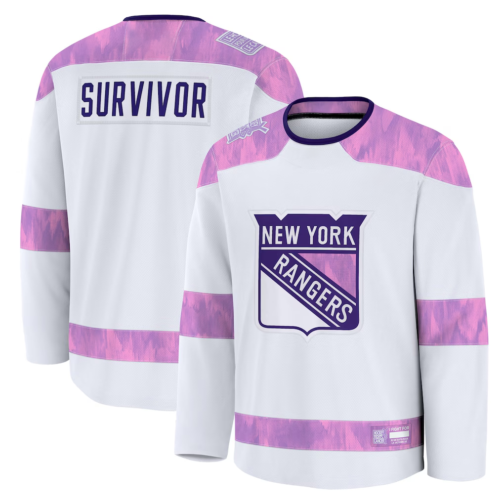 Friene NY.Rangers White Hockey Fights Cancer Survivor Practice Jerseys