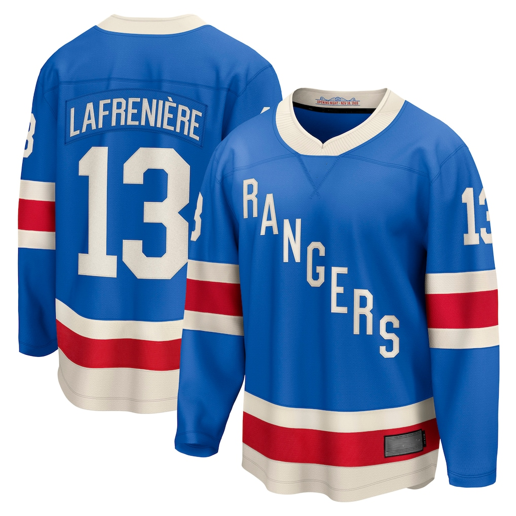 Friene NY.Rangers #13 Alexis Lafreniere Blue Centennial Breakaway Jerseys