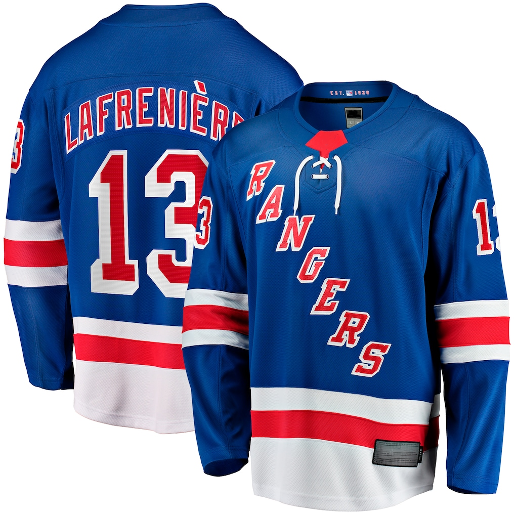 Friene NY.Rangers #13 Alexis Lafreniere Blue Home Breakaway Jerseys
