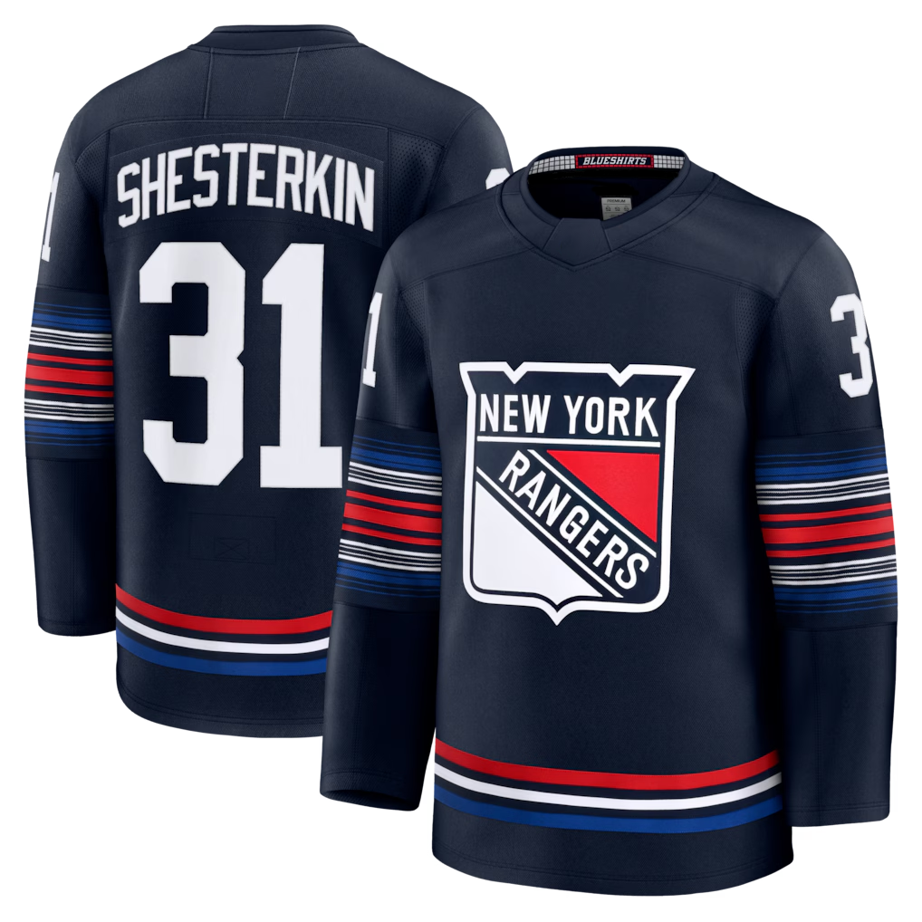 Friene NY.Rangers #31  Igor Shesterkin Navy Alternate Premier Player Jerseys