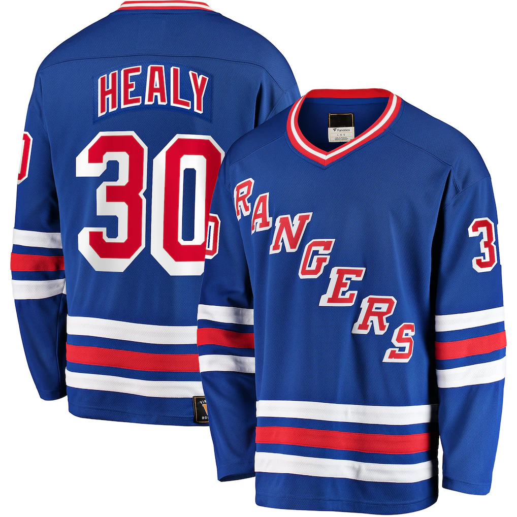 Friene NY.Rangers #30 Glenn Healy Blue Premier Breakaway Retired Player Jerseys