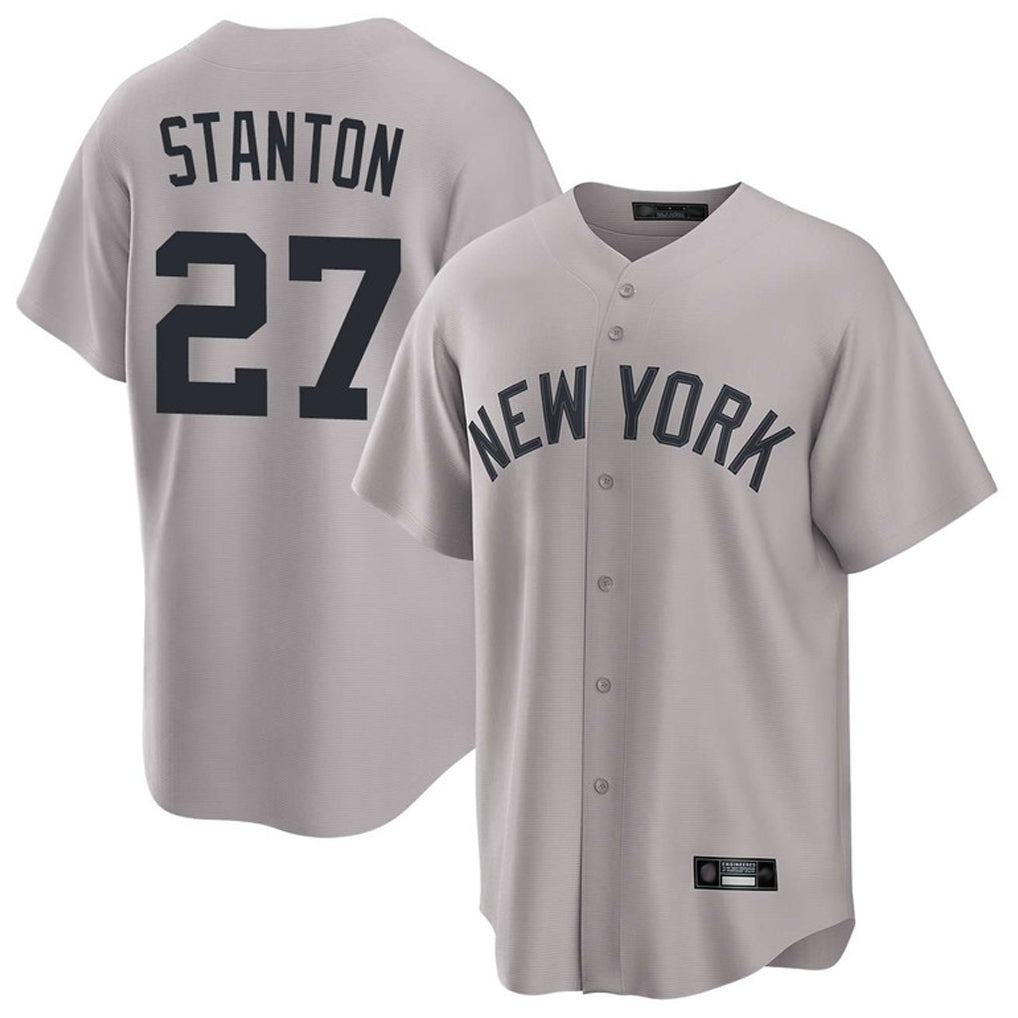 Friene NY.Yankees #27 Giancarlo Stanton Player Gray Game Home Stitched Jerseys