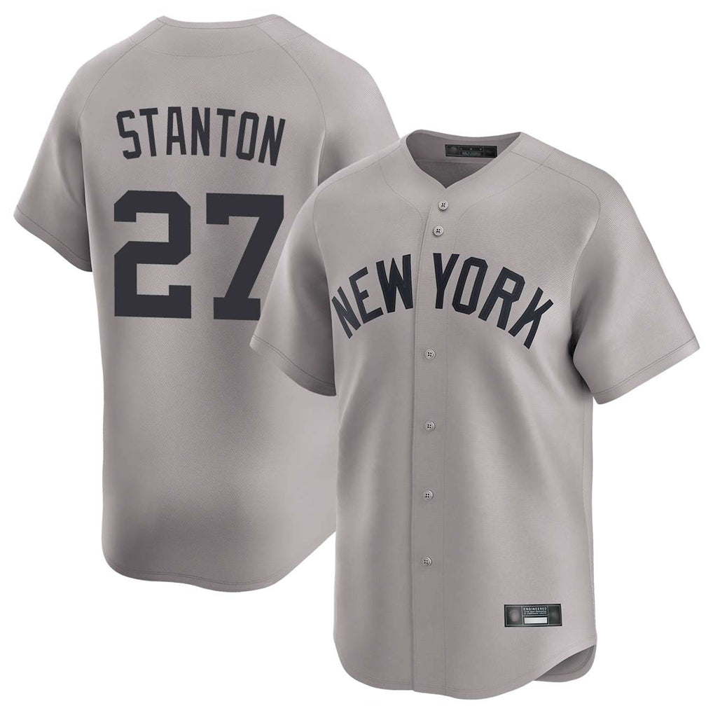 Friene NY.Yankees #27 Giancarlo Stanton Player Gray Limited Home Stitched Jerseys