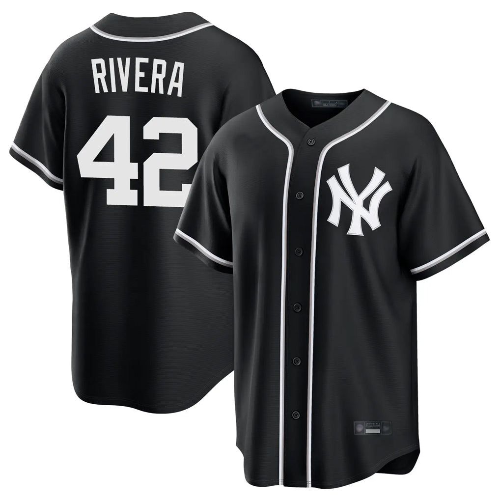 Friene NY.Yankees #42 Mariano Rivera Player Black Out Game Home Stitched Jerseys