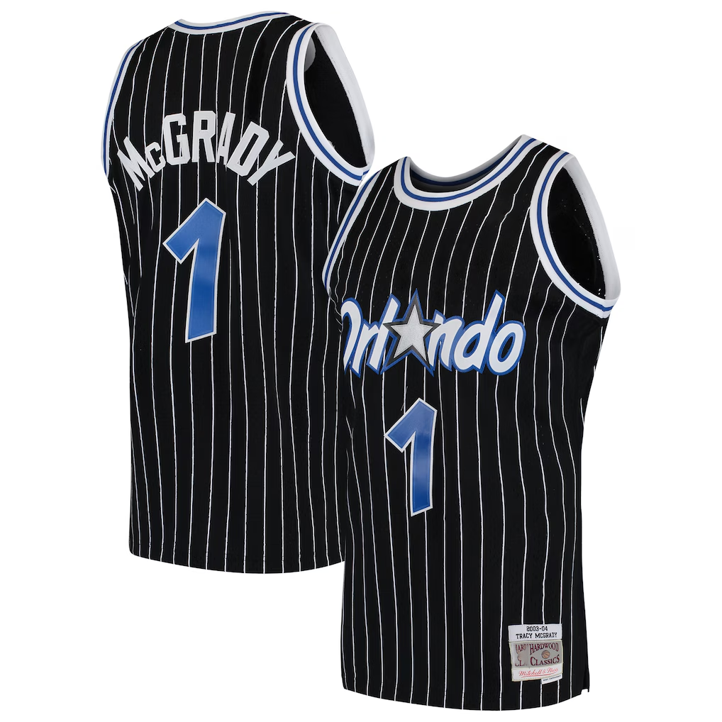 Friene O.Magic #1 Tracy McGrady Mitchell & Ness Black Hardwood Classics Swingman Jerseys