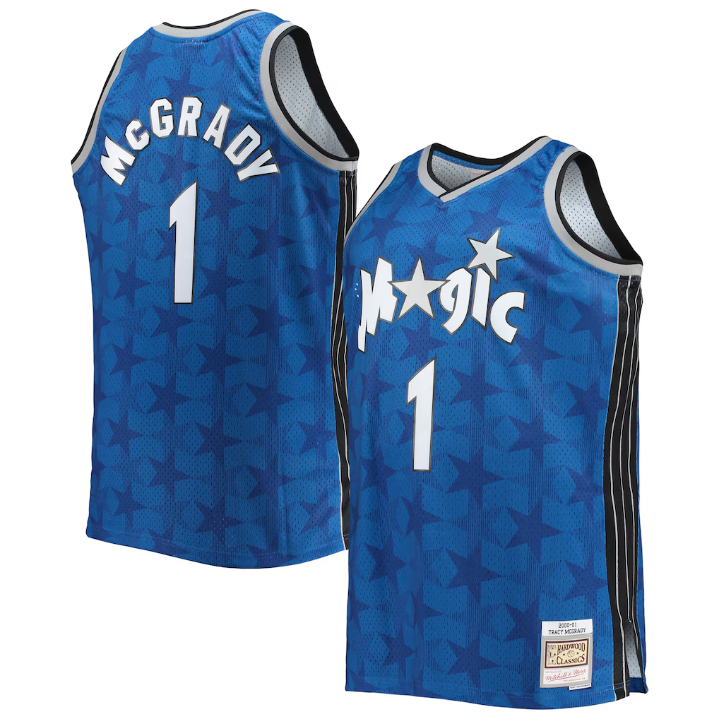 Friene O.Magic #1 Tracy McGrady Mitchell & Ness Blue Big & Tall 200001 Hardwood Classics Swingman Jerseys