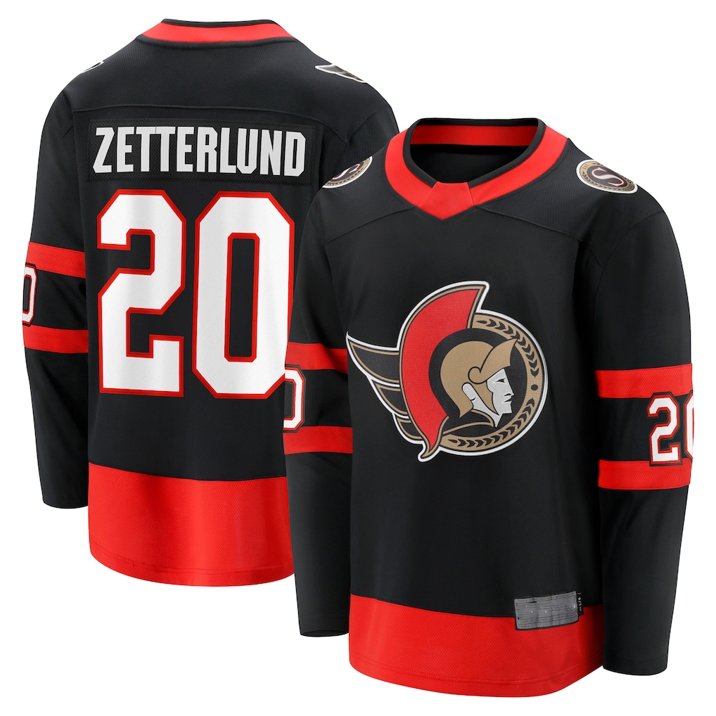 Friene O.Senators #20 Fabian Zetterlund Black Home Breakaway Jerseys