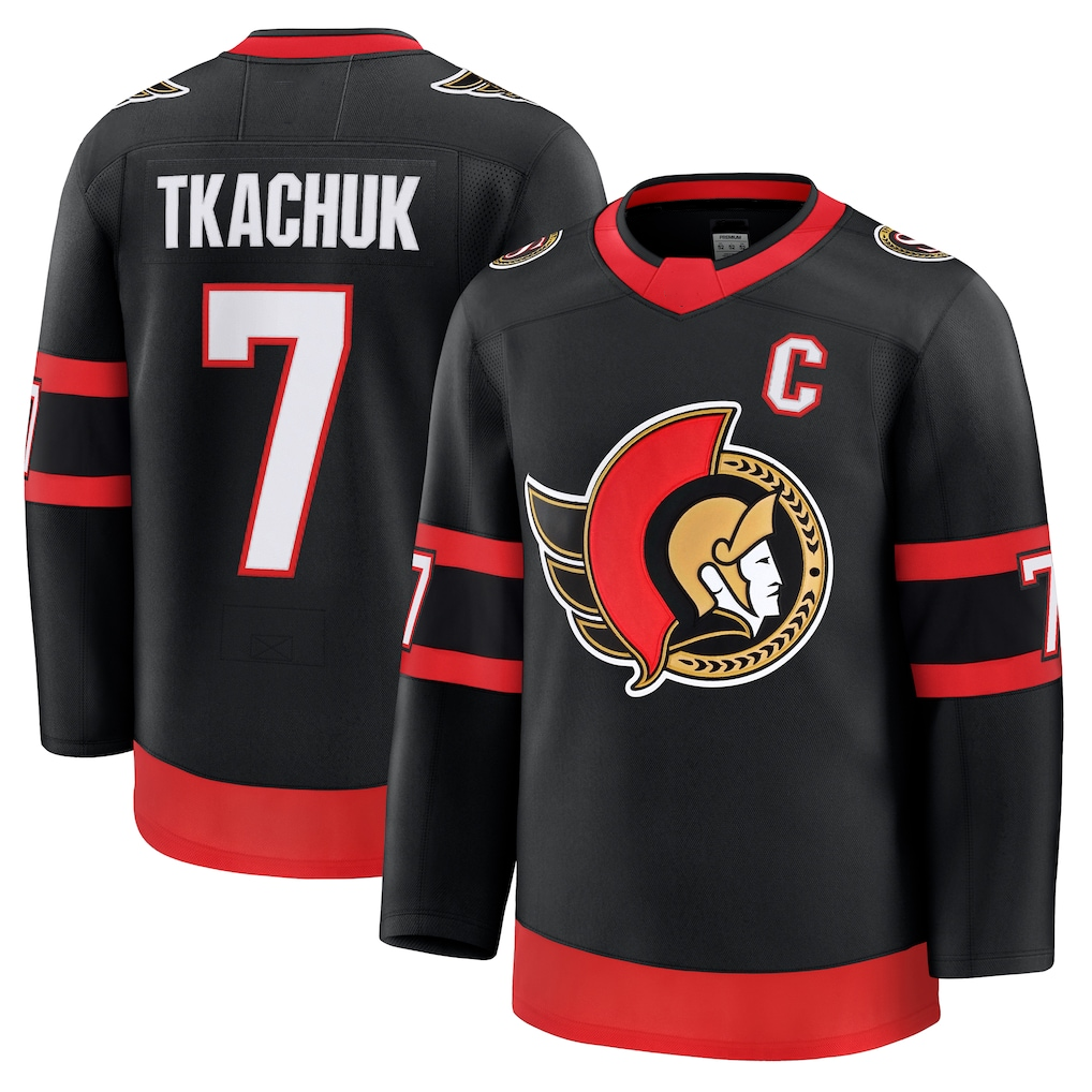 Friene O.Senators #7 Brady Tkachuk Black Home Premium Jerseys