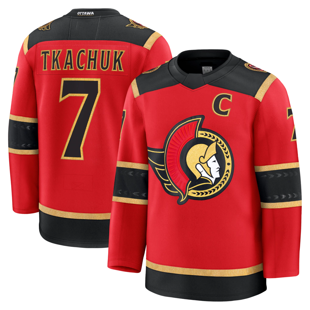 Friene O.Senators #7 Brady Tkachuk Red Alternate Premium Jerseys