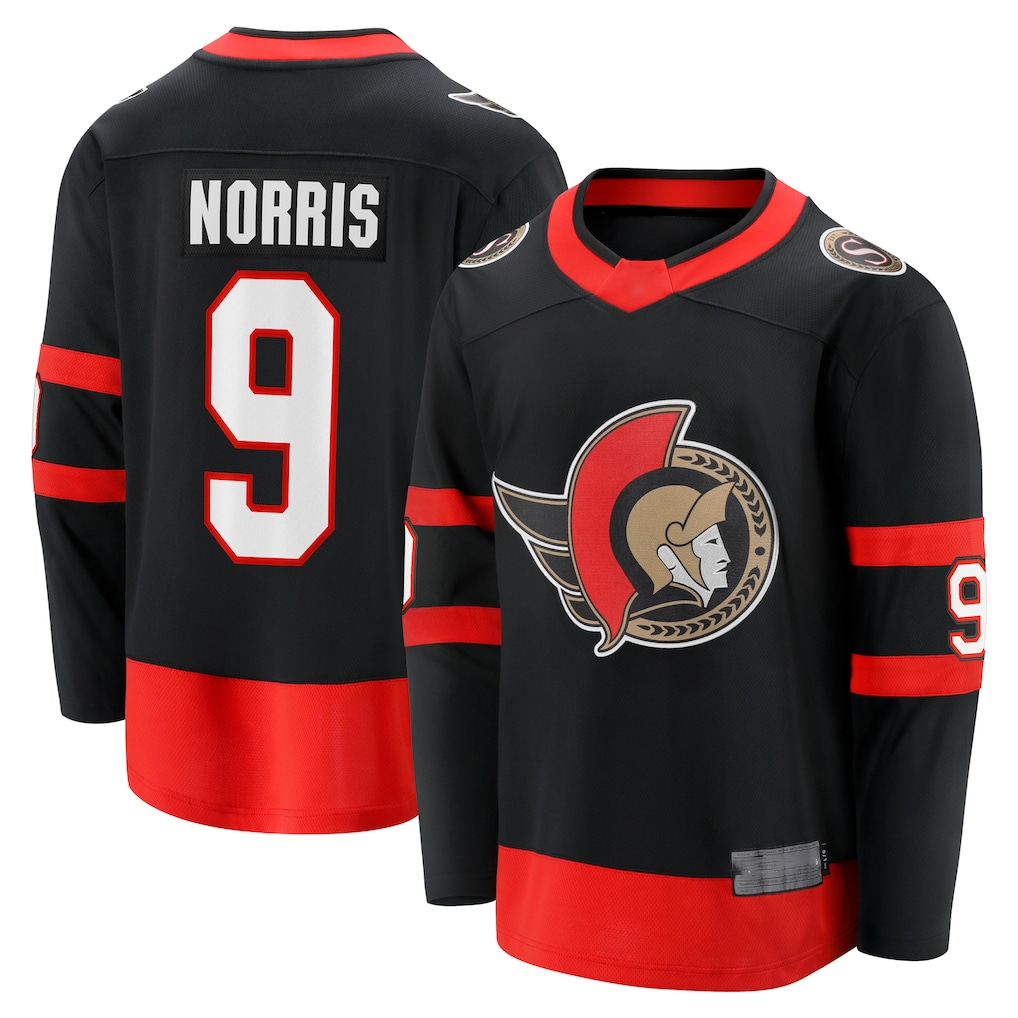 Friene O.Senators #9 Josh Norris Black Home Breakaway Jerseys