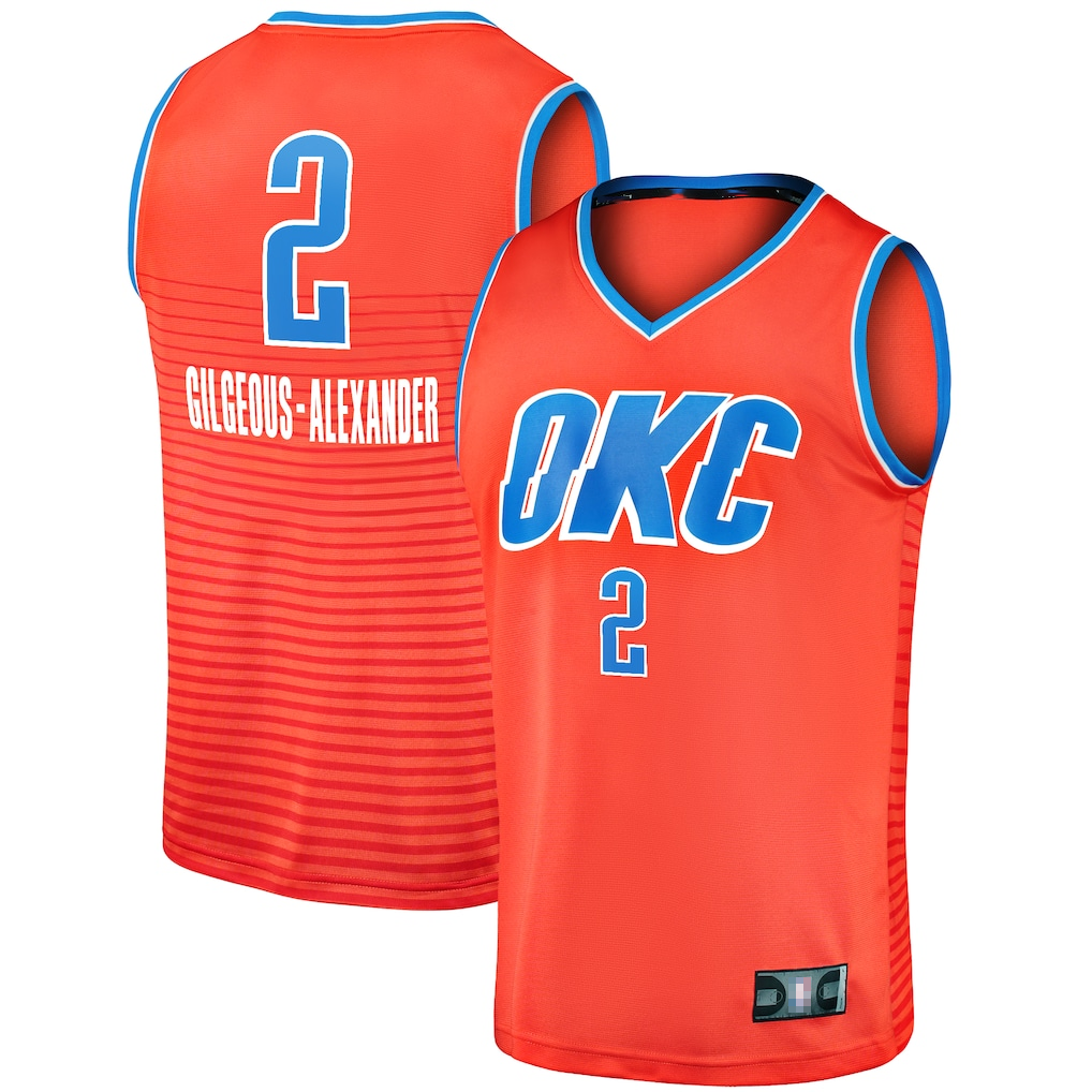 Friene OC.Thunder #2 Shai Gilgeous-Alexander Orange Fast Break Player Stitched Jerseys - Statement Edition