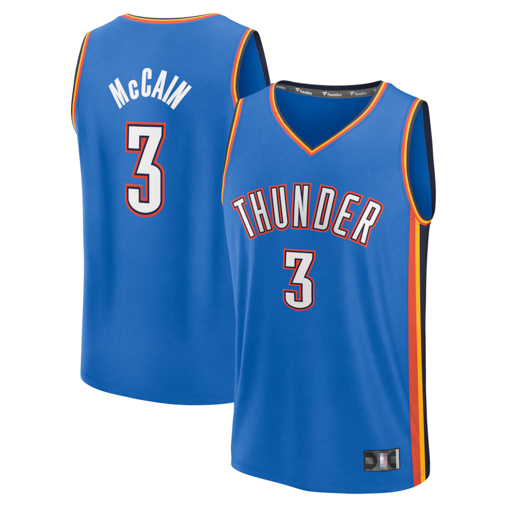 Friene OC.Thunder #3 Jared McCain Blue Fast Break Replica Stitched Jerseys - Icon Edition