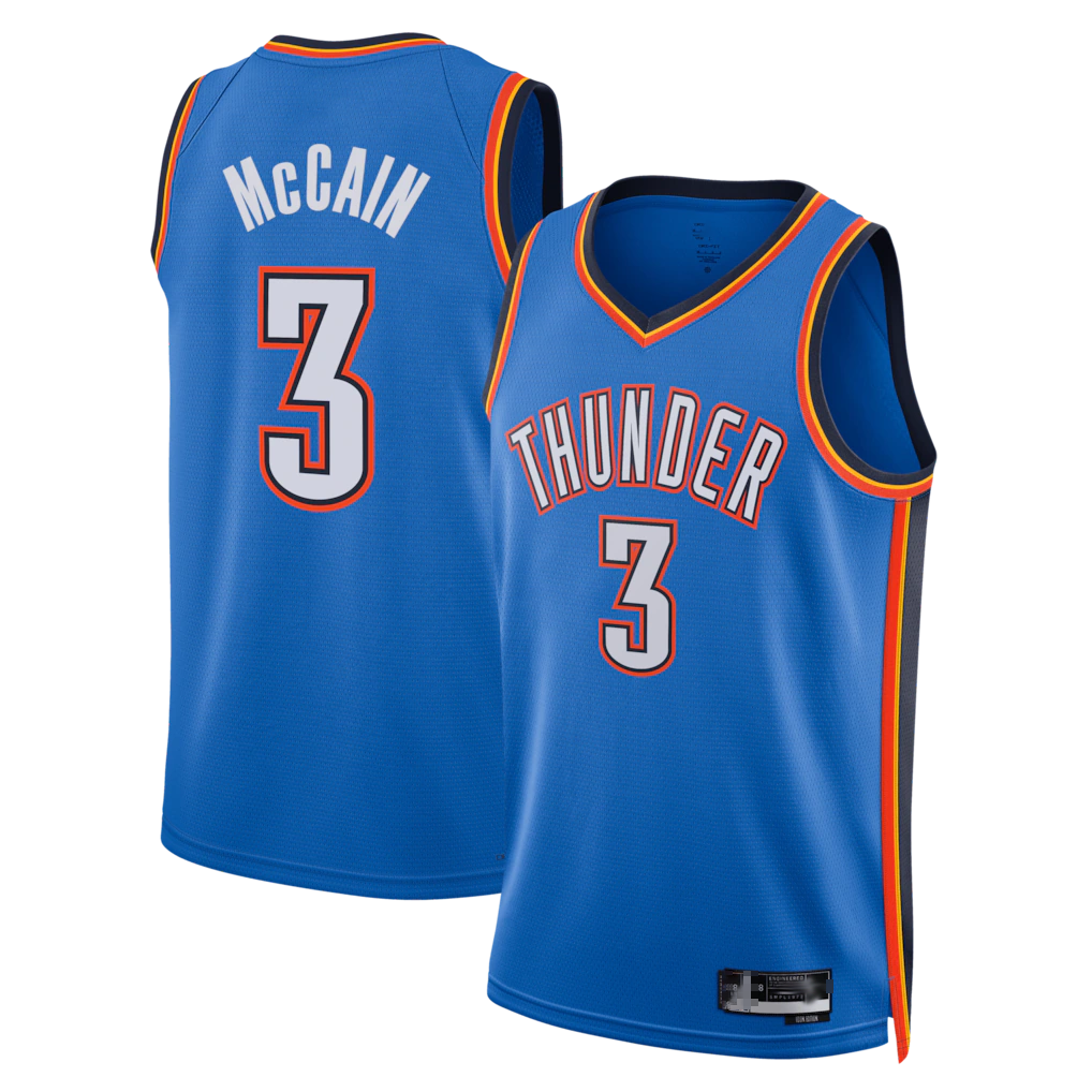 Friene OC.Thunder #3 Jared McCain Blue Swingman Stitched Jerseys- Icon Edition