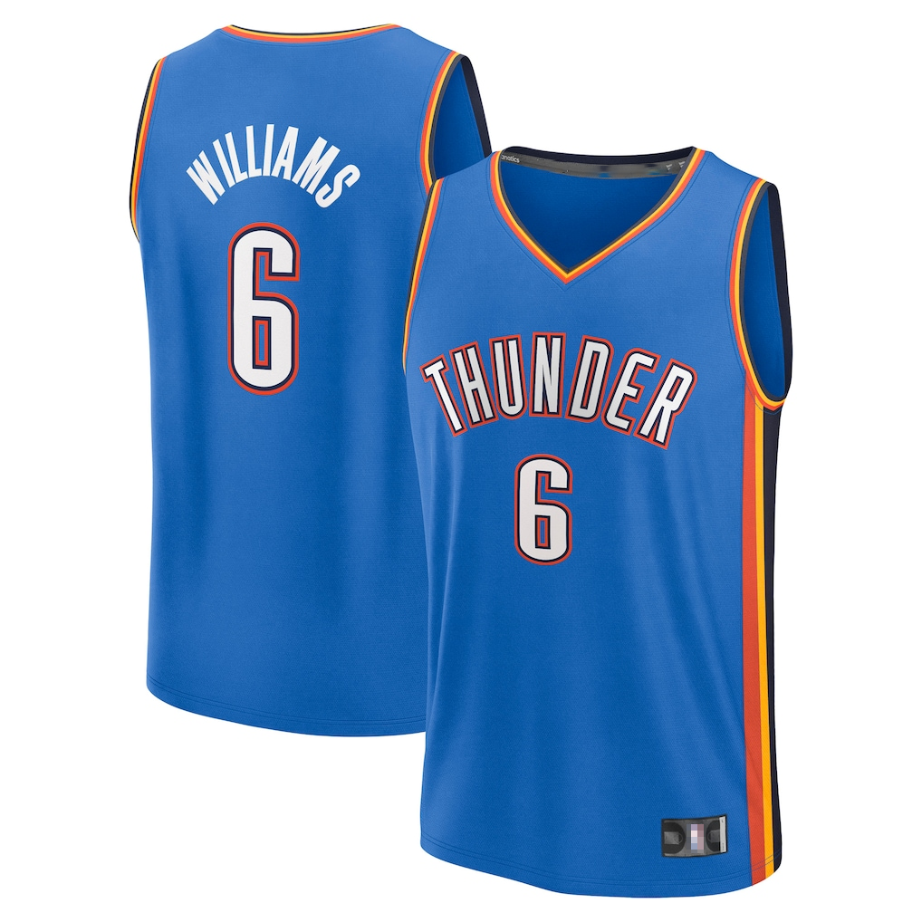 Friene OC.Thunder #6 Jaylin Williams Blue Fast Break Replica Player Stitched Jerseys - Icon Edition