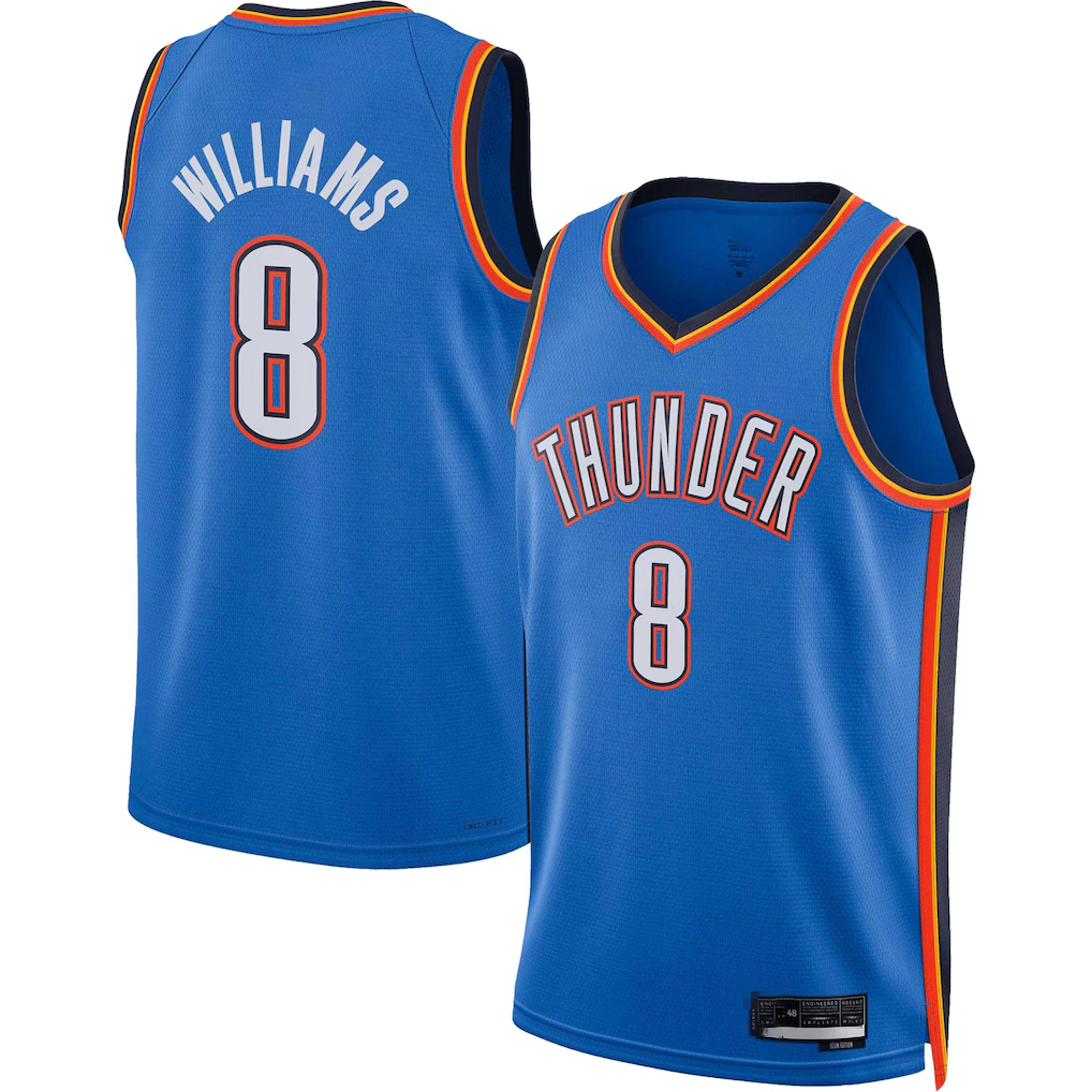 Friene OC.Thunder #8 Jalen Williams Blue Swingman Stitched Jerseys - Icon Edition