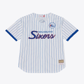 Friene P.76ers Mitchell & Ness White Head Coach Pinstripe Mesh Full-Button Baseball Jerseys