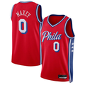 Friene P.76ers #0 Tyrese Maxey  Red Swingman Jerseys - Statement Edition
