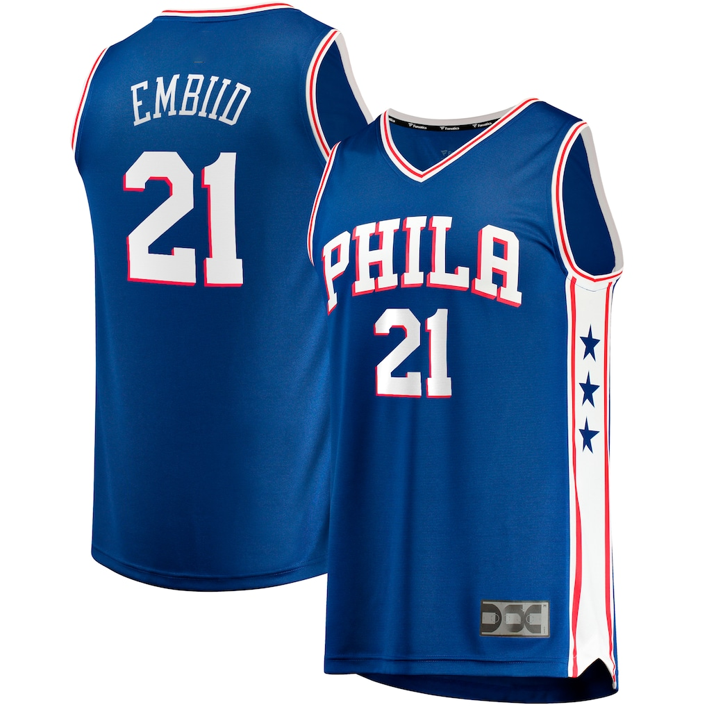 Friene P.76ers #21 Joel Embiid Royal Big & Tall Fast Break Player Jerseys - Icon Edition