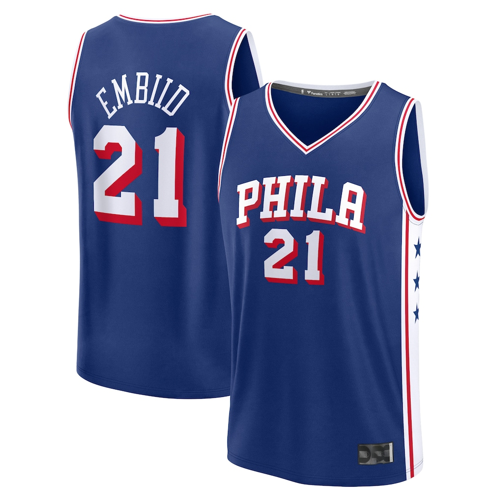 Friene P.76ers #21 Joel Embiid  Royal Fast Break Replica Jerseys - Icon Edition