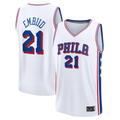 Friene P.76ers #21 Joel Embiid  White Fast Break Replica Jerseys - Association Edition