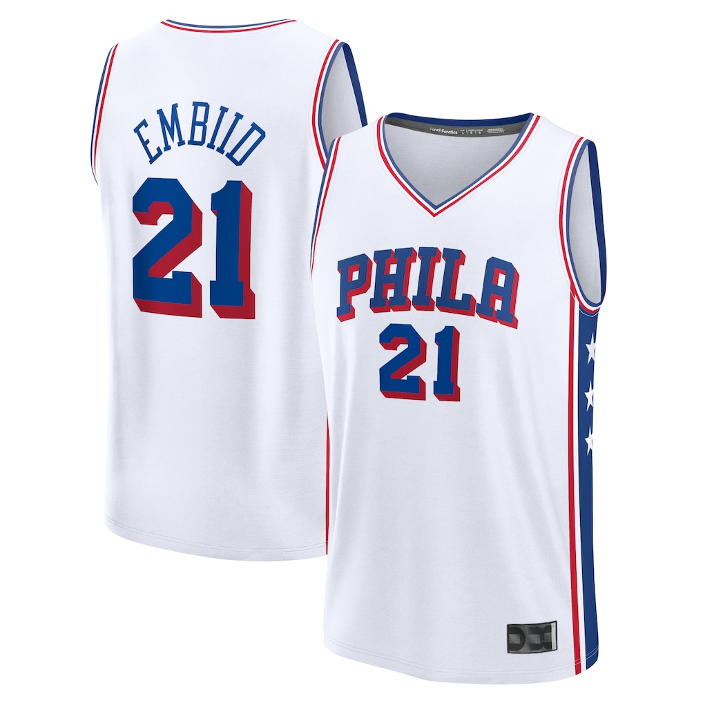 Friene P.76ers #21 Joel Embiid White Fast Break Replica Player Jerseys - Association Edition