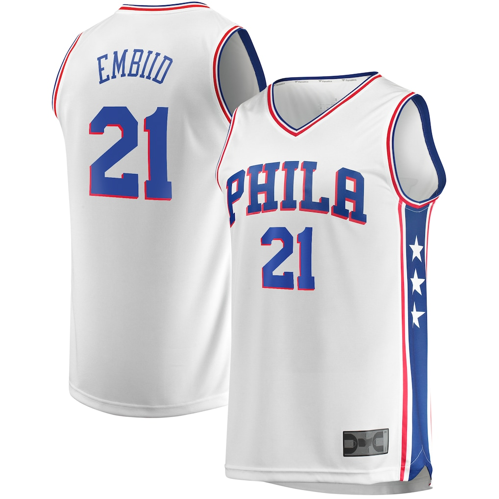 Friene P.76ers #21 Joel Embiid White Replica Jerseys - Association Edition