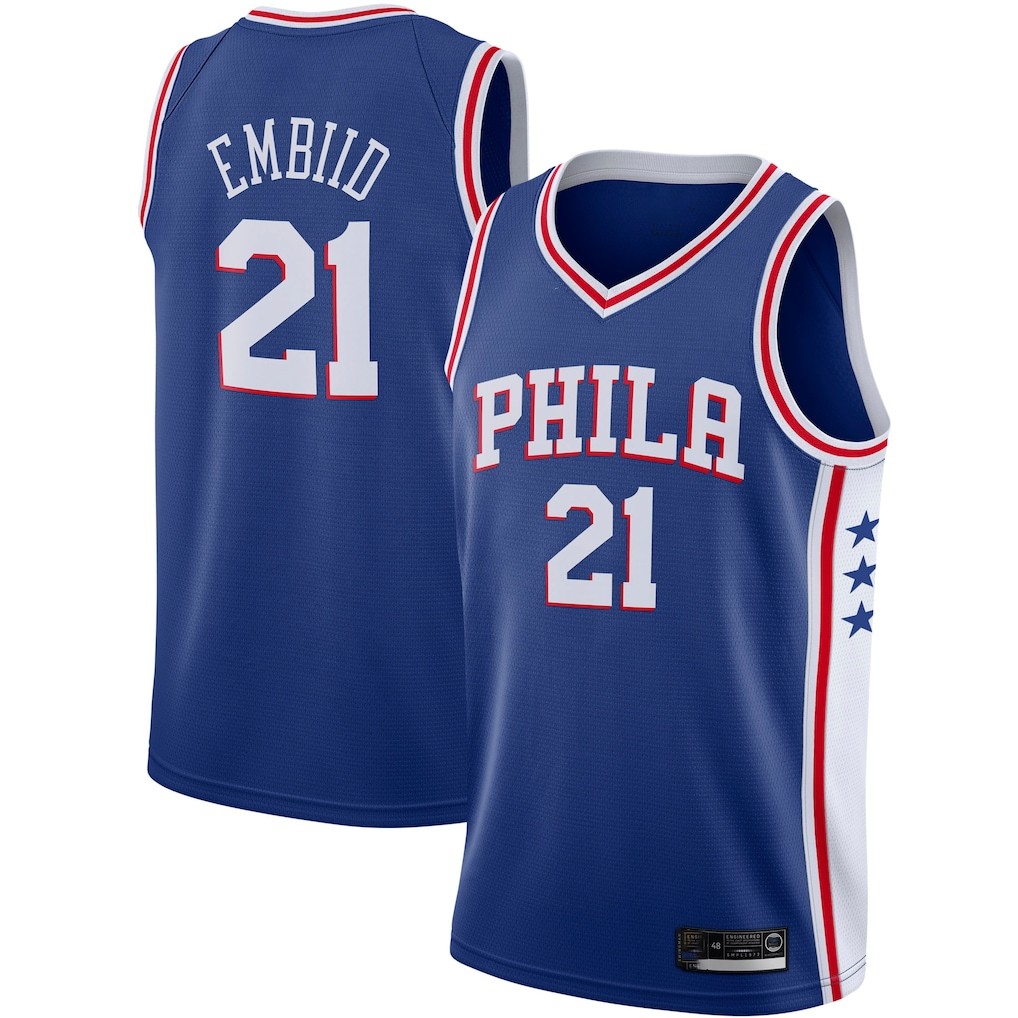 Friene P.76ers #21 Joel Embiid Royal 20192020 Swingman Jerseys - Icon Edition