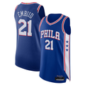 Friene P.76ers #21 Joel Embiid Royal Authentic Jerseys - Icon Edition