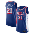 Friene P.76ers #21 Joel Embiid Royal Authentic Jerseys - Icon Edition