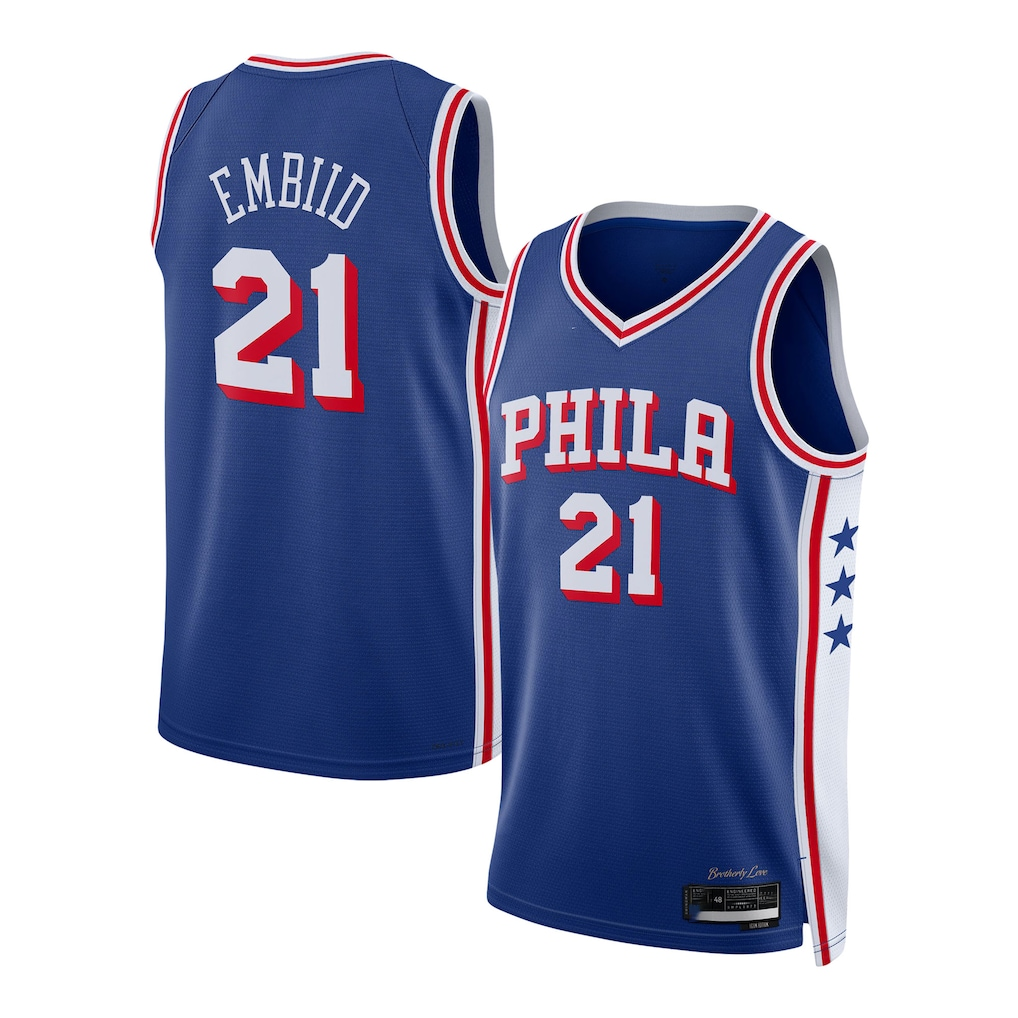 Friene P.76ers #21 Joel Embiid Royal Swingman Jerseys - Icon Edition