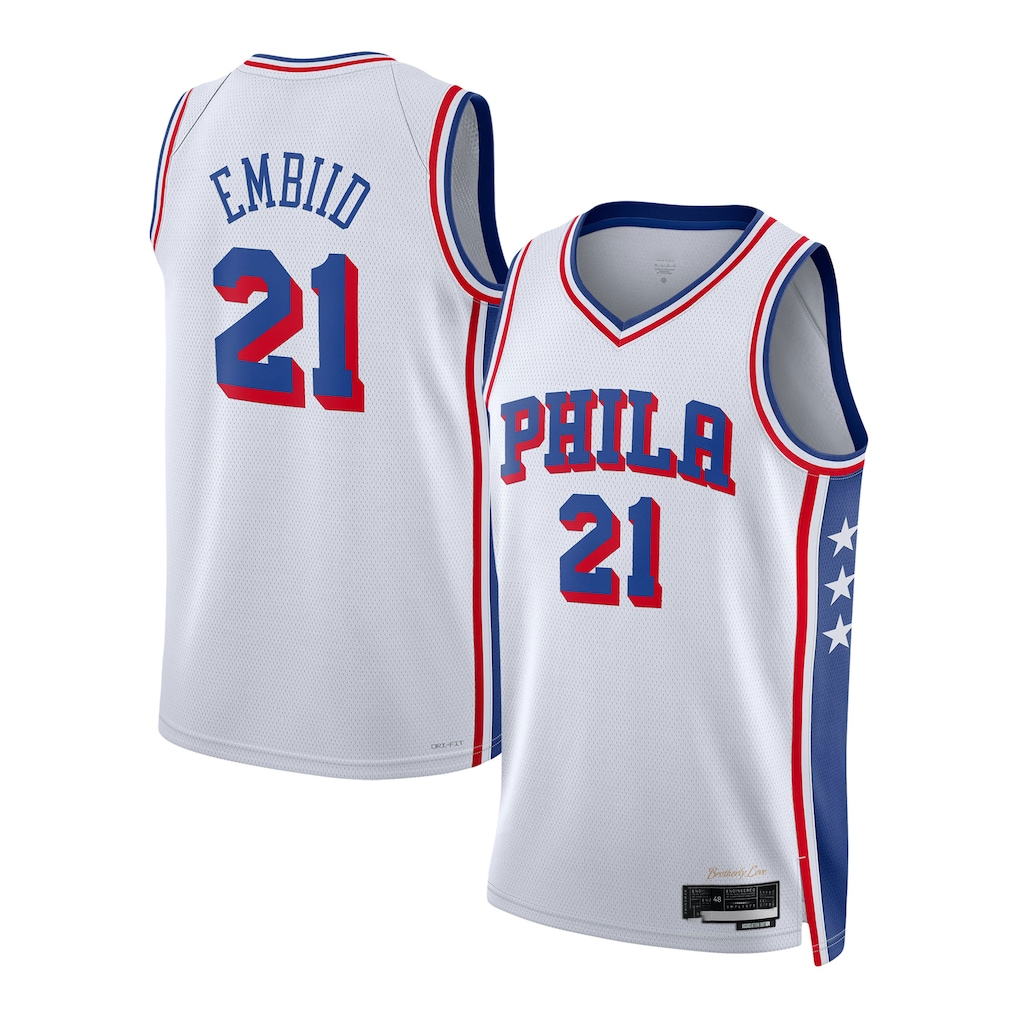 Friene P.76ers #21 Joel Embiid White Swingman Jerseys - Association Edition
