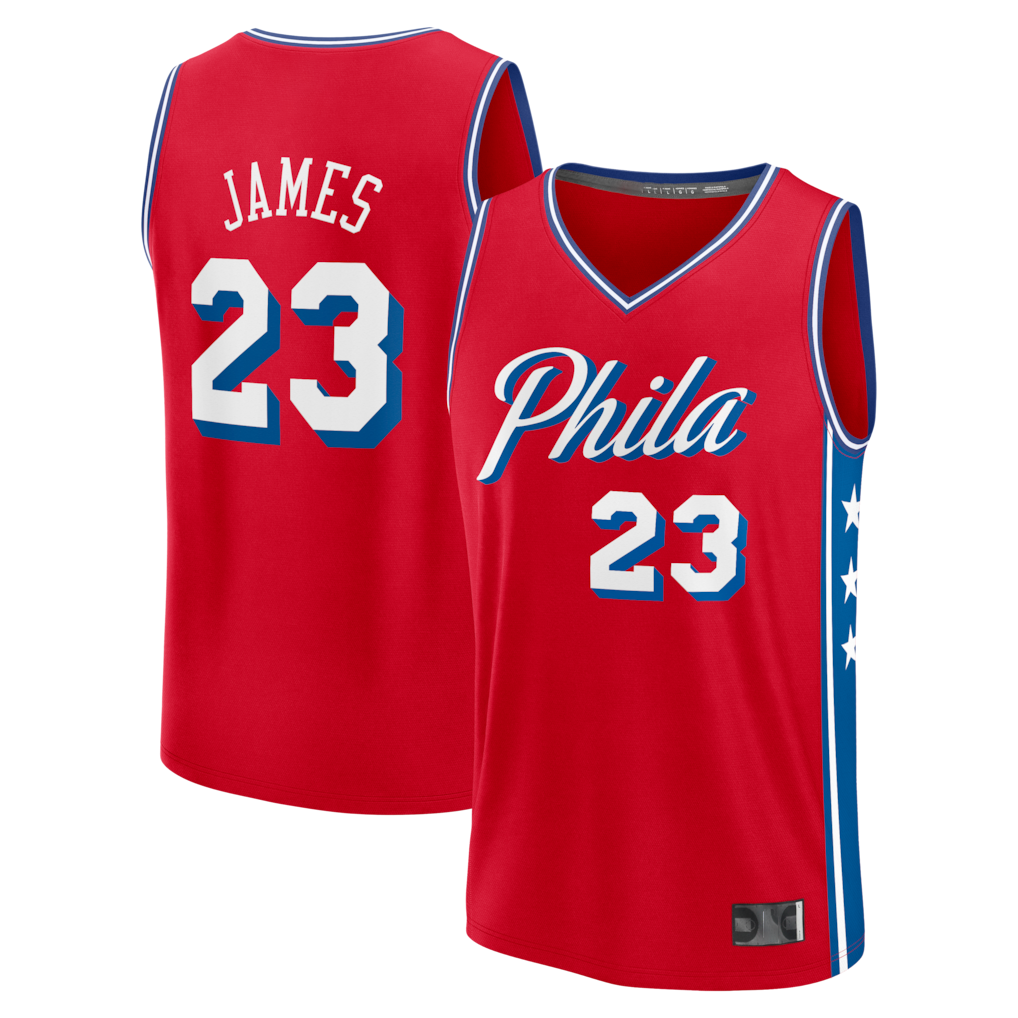 Friene P.76ers #23 LeBron James Red Fast Break Stitched Jerseys- Statement Edition