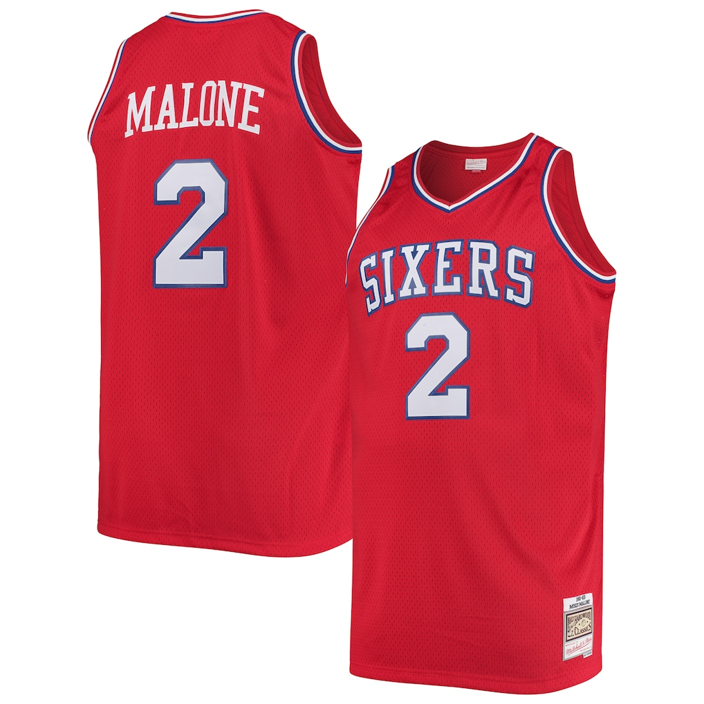 Friene P.76ers #2 Moses Malone Mitchell & Ness Red 198283 Big & Tall Hardwood Classics Swingman Jerseys