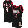 Friene P.76ers #3 Allen Iverson Mitchell & Ness Black 199798 Hardwood Classics Authentic Jerseys