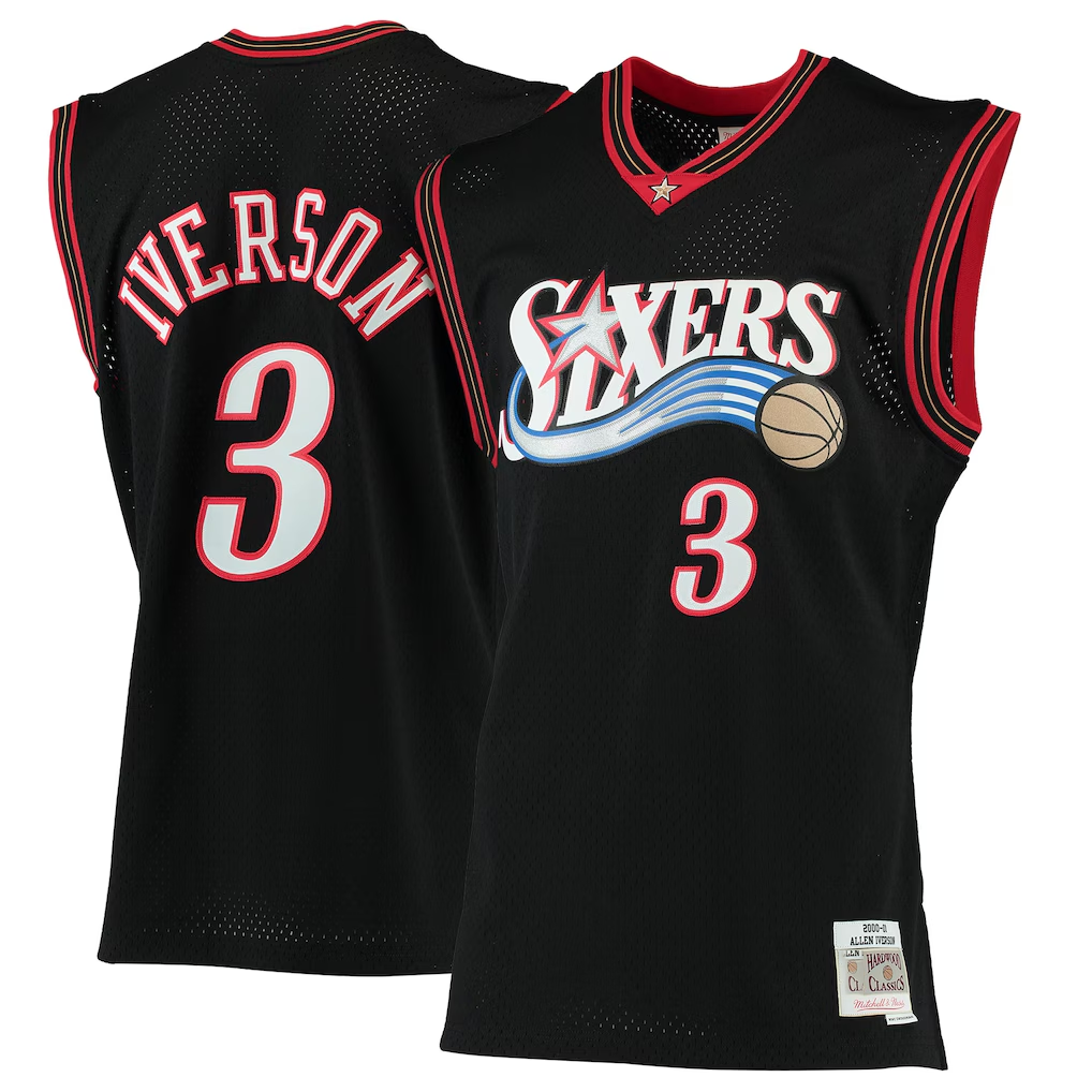 Friene P.76ers #3 Allen Iverson Mitchell & Ness Black 200001 Hardwood Classics Swingman Jerseys