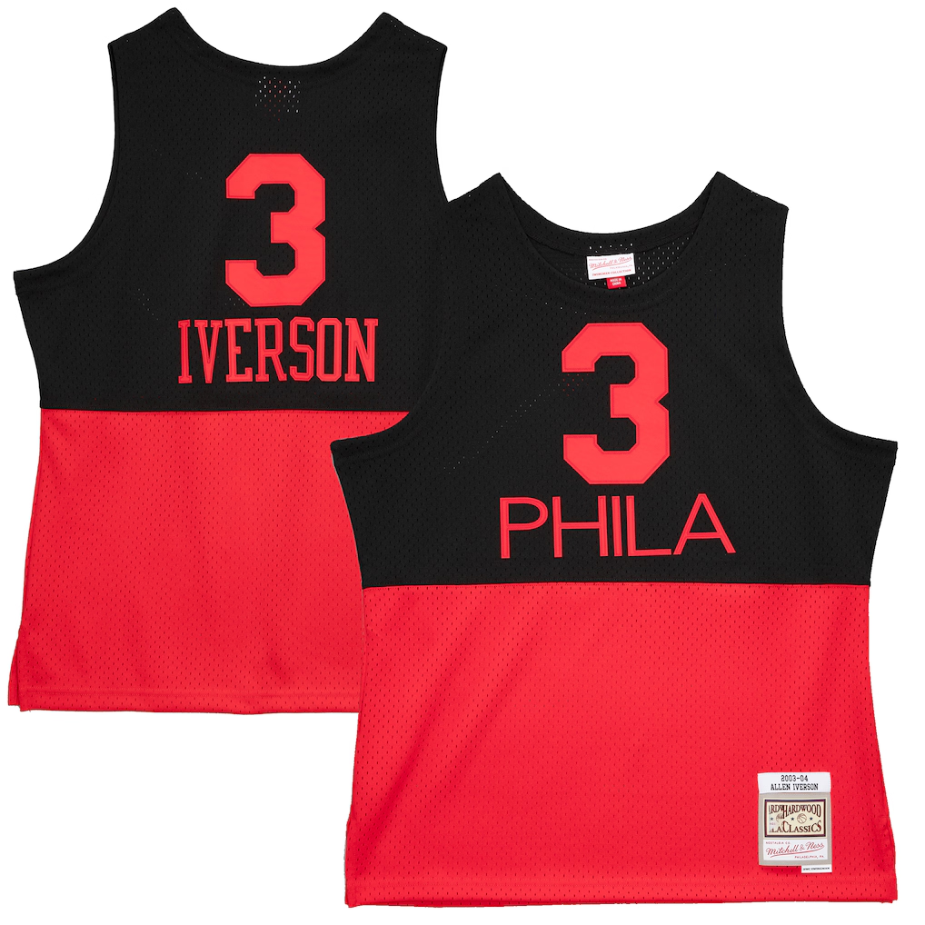 Friene P.76ers #3 Allen Iverson Mitchell & Ness Black 200304 Hardwood Classics Reload 2.0 Swingman Jerseys