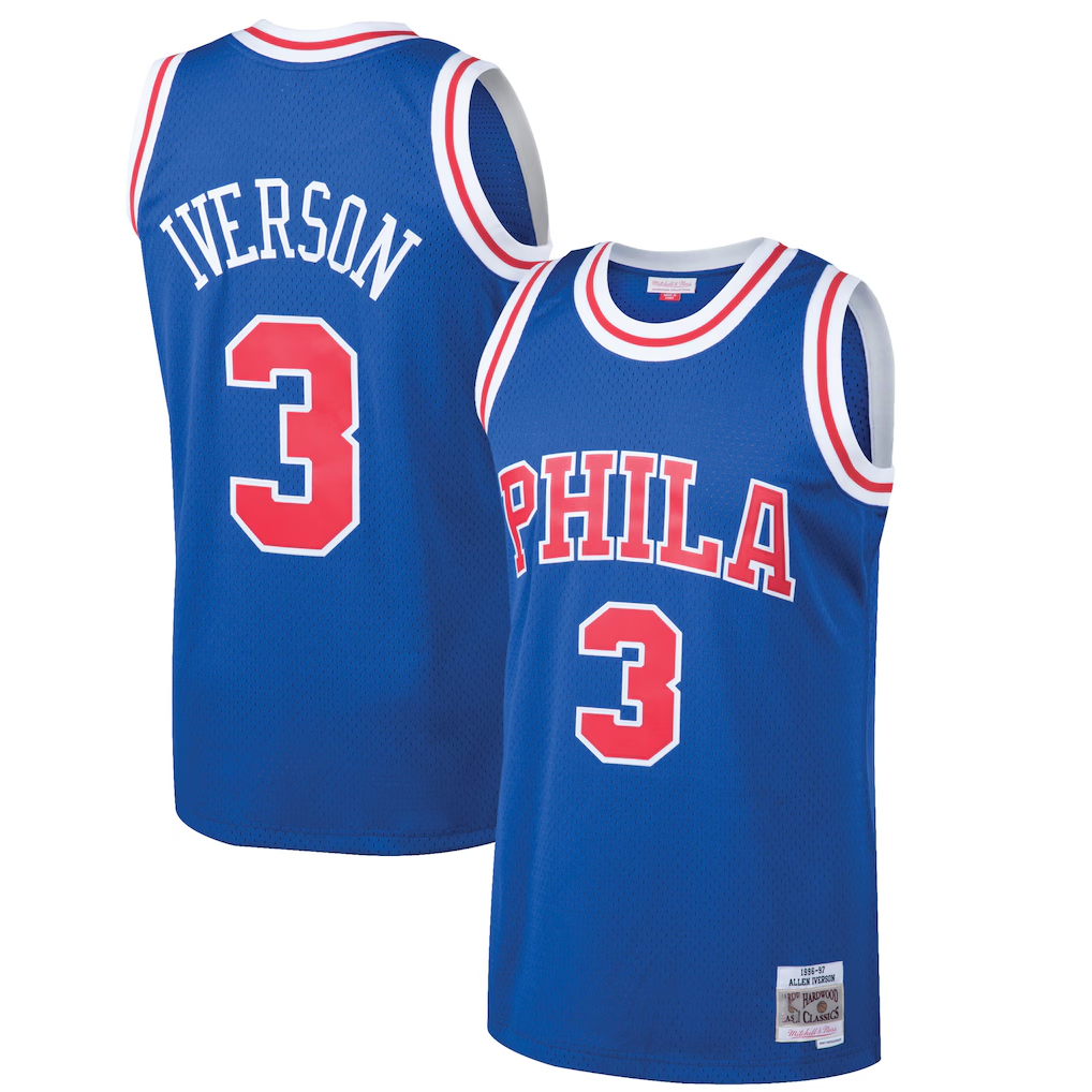 Friene P.76ers #3 Allen Iverson Mitchell & Ness Royal 199697 Hardwood Classics Swingman Jerseys