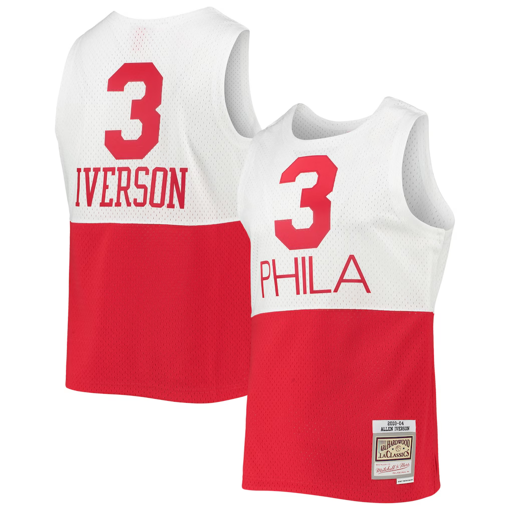Friene P.76ers #3 Allen Iverson Mitchell & Ness White 20032004 Hardwood Classics Swingman Jerseys