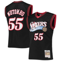 Friene P.76ers #55 Dikembe Mutombo Mitchell & Ness Black Hardwood Classics Swingman Jerseys