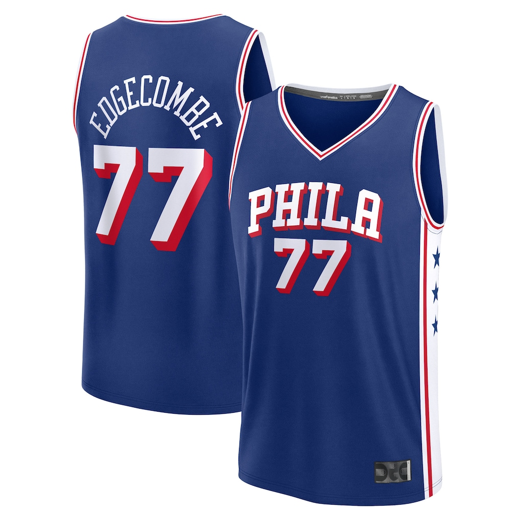 Friene P.76ers #77 V. J. Edgecombe Royal 2025  Draft First Round Pick Fast Break Replica Jerseys - Icon Edition