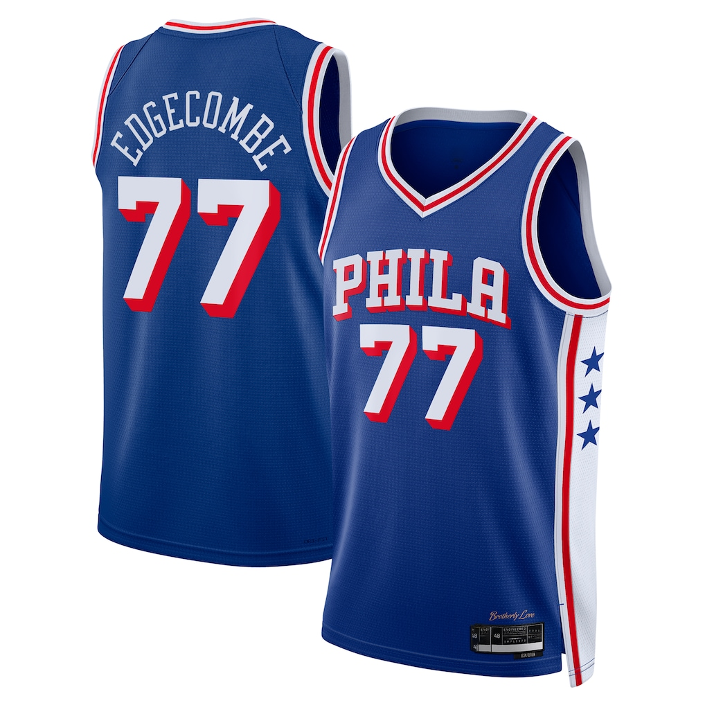 Friene P.76ers #77 V. J. Edgecombe Royal 2025  Draft First Round Pick Swingman Jerseys - Icon Edition