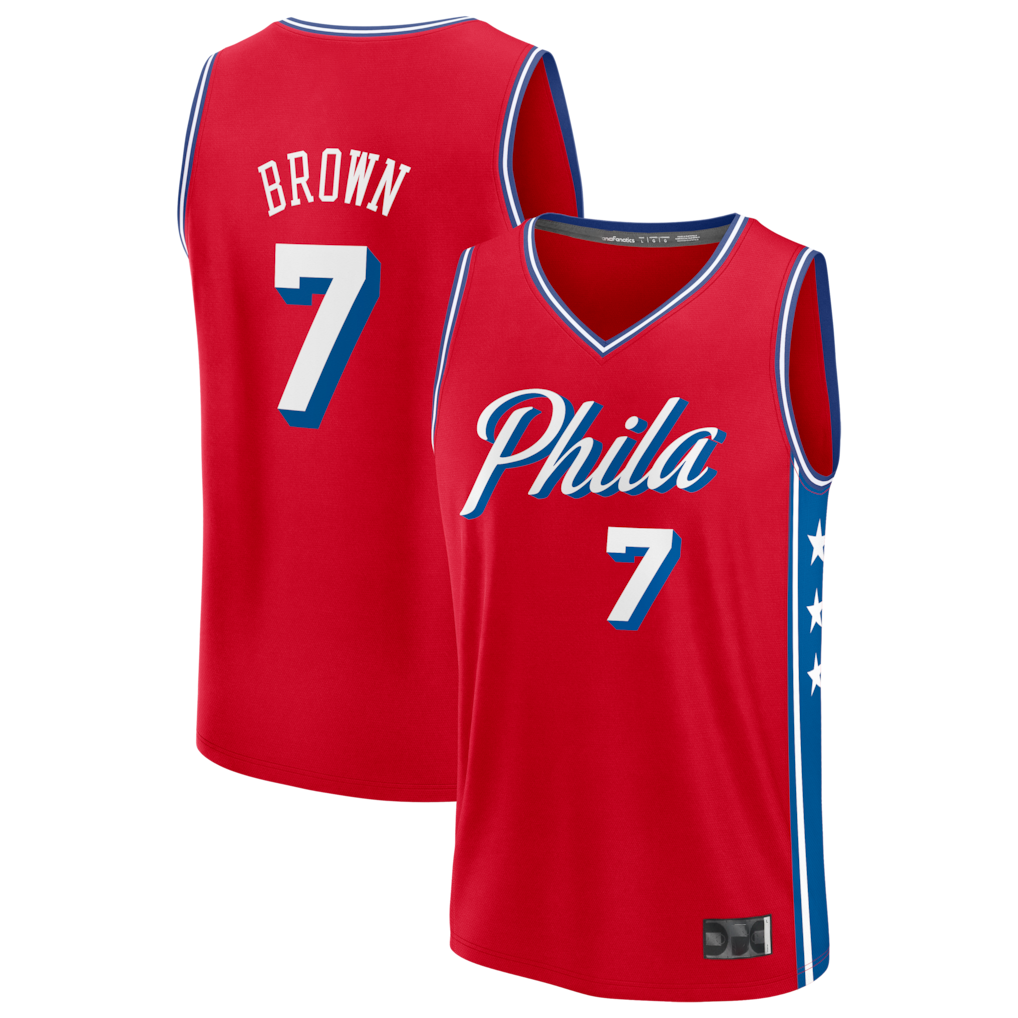 Friene P.76ers #7 Jaylen Brown  Red Fast Break Jerseys - Statement Edition