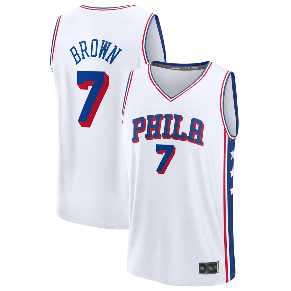 Friene P.76ers #7 Jaylen Brown White Fast Break Jerseys - Association Edition