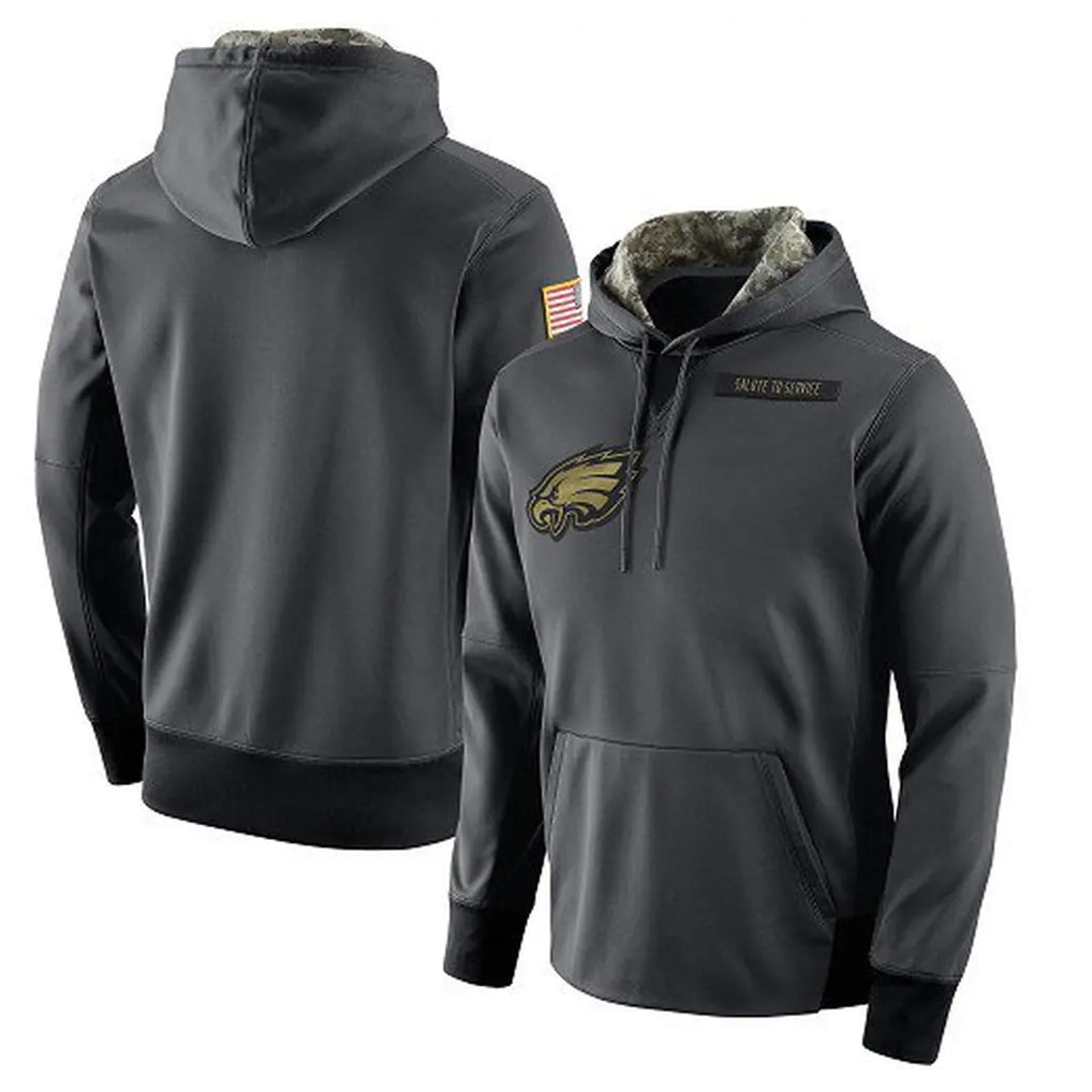 Friene P.Eagles Gray Pullover Hoodies Home Game Blank Player Stitched Jerseys