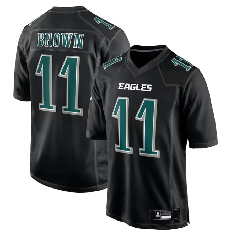 Friene P.Eagles #11 A.J. Brown Player Black Fashion Game Stitched Jerseys