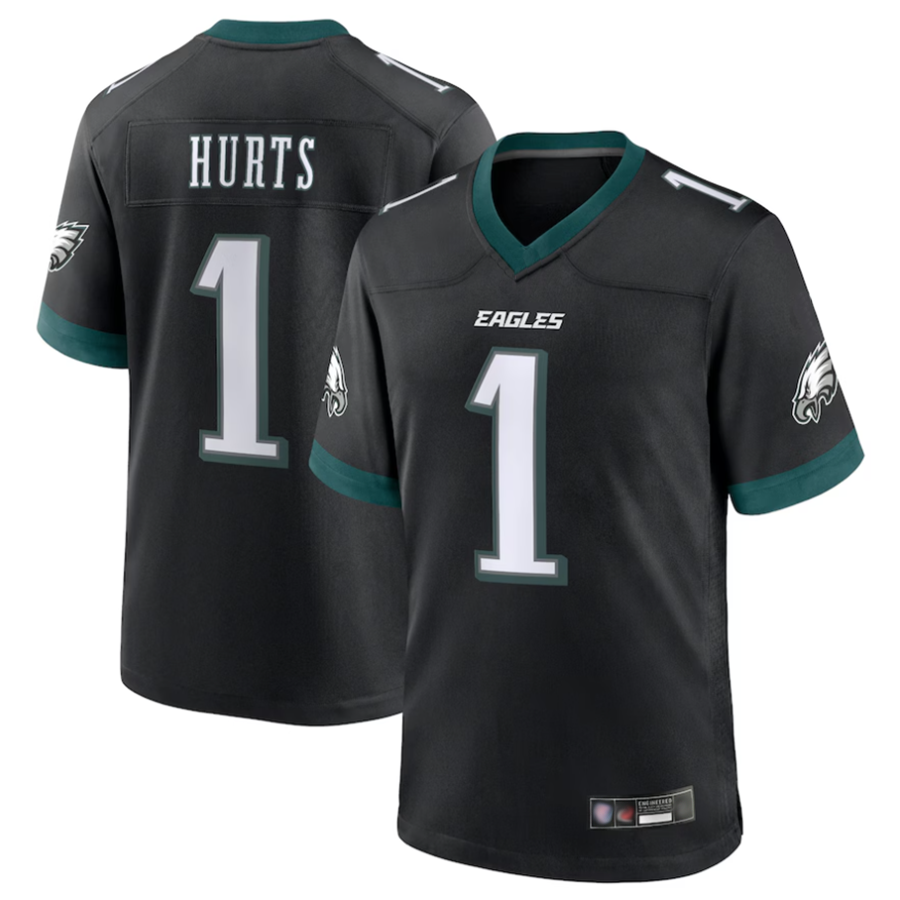 Friene P.Eagles #1 Jalen Hurts Player Black Game Baseball Stitched Jerseys